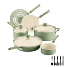 14 Piece Ceramic Nonstick Cookware Set with Cooking Tools, Dishwasher Safe,Green