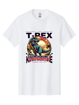 T-Rex-King-Of-The-Dinosaur Mens Graphic Tee,100% Cotton,Casual Summer Wear