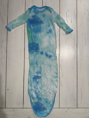 Newborn Little Sleepies Tie Sleep Gown Blue Green Tie Dye