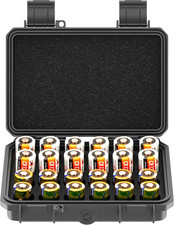 24 Slots CR2 CR123 CR123A Lithium Battery Organizer Case, IP67 Waterproof Hard