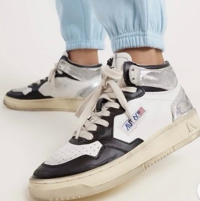AUTRY  Medalist Mid Super Vintage  Distressed Leather Sneakers SZ 36/6~