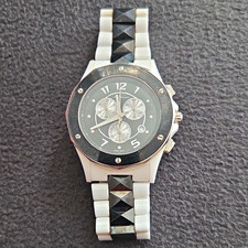 Michele CSX Damen Quarz Chronograph Armbanduhr Keramikarmband Weiß/Schwarz