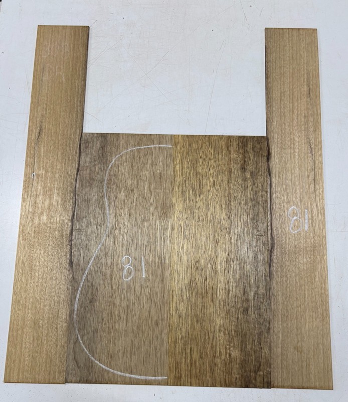 Set of 1, White Limba Dreadnought Guitar Back and Sides Set #81