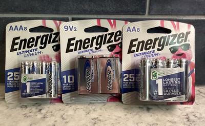 Energizer Ultimate Lithium Batteries  Includes 8-AAA  8-AA  2-9-volt  NEW