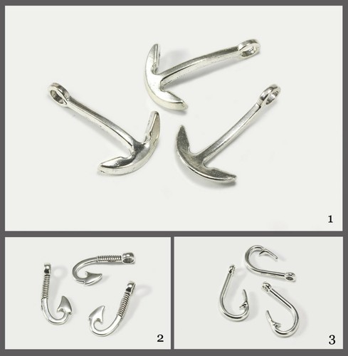 Anhänger Anker Haken Fischerhaken Maritim Meer Metallanhänger, A-48 - Bild 1 von 4