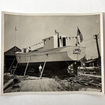 Vintage Photo Wildwood NJ Linnea Boat Construction New Jersey Shipyard Old 8x10