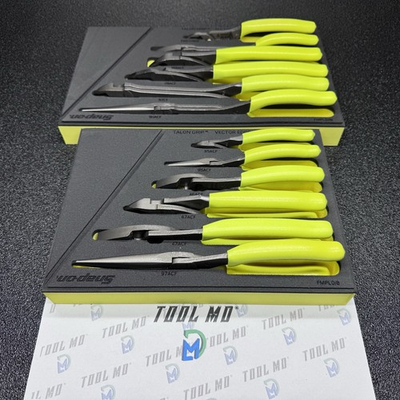 #ad Snap on Tools USA NEW HI VIZ YELLOW 12 Piece Essential Pliers Cutters Foam Set $1075.00