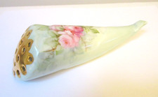 Antique Porcelain Hatpin Wall Holder Pink Roses