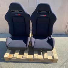 2pc Recaro Sr4 Type R Style Black Reclinable Bucket Seats Pair New