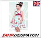 BEAUTIFUL DESIGN BLUE RED PINK COTTON PARTY BUTTERFLY FLOWER DRESS SIZE 8