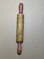 Vintage Mini Red Handle Wood Rolling Pin 7.5  x 1  