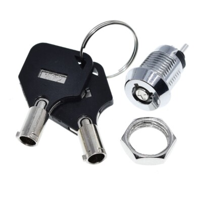 12mm Stainless Steel Power Lock Key Switch Tubular Key Lock with 2 Keys & Nut