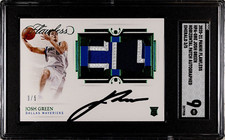 2020-21 Panini Flawless Josh Green Rookie 3/5 Emerald Patch Auto RPA SGC 9 Mint