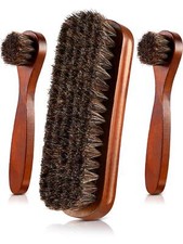 3 Pcs Horsehair Shoe Polish Brushes Kit Shoes Boots Cleaning Dauber Applicator