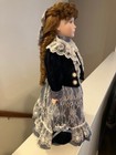 Marian Yu Design Porcelain Doll Blue Velvet & Lace Dress with Stand 18" #3970 — photo 3