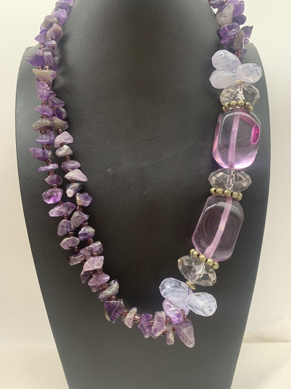 Loft Amethyst Gemstone Chip Lucite Statement Purp… - image 1