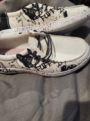 Bobs From Sketchers Colorful Dog Print Memory Foam Lace-Up Sneakers Womens Sz 8