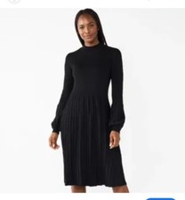 Draper James XL Black Ribbed Mock Neck Sweater Dress A-Line Long Sleeve