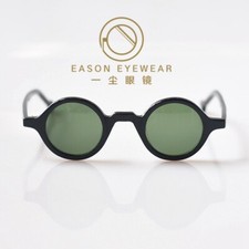 Retro round sunglasses small green glass lens men Round black acetate glasses