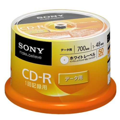 ya08279 X50 SONY Japan Blank Data CDR CD-R Discs 48x White label 50CDQ80GPWP - Picture 1 of 2