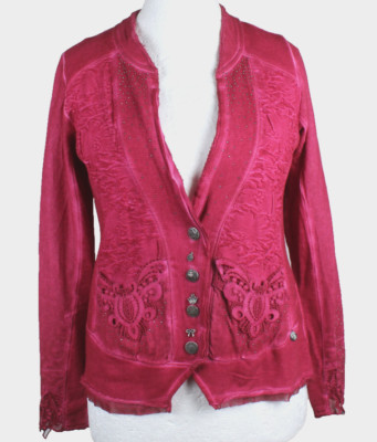 Tredy Jacke Jerseyjacke Designer, Spitzen Damen Gr.38 sehr guter Zustand