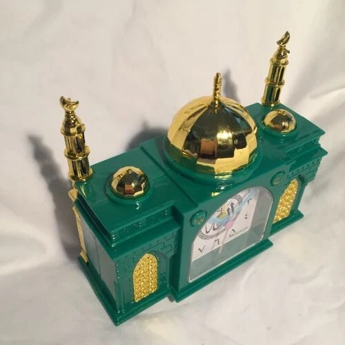 AZAN CLOCK Mosque-Shape AZAN Alarm Clock (with 3-minute full Mecca AZAN )  green - Image 3 of 4