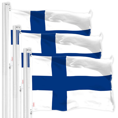 NEW G128 Finland Flag 3-Pack 3x5 FT Finnish Printed 150D Polyester