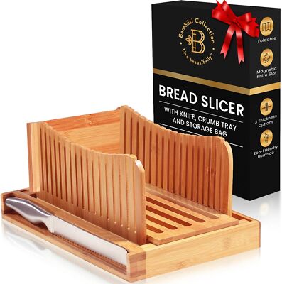 Bread Slicer For Homemade Bread Bamboo Bread Slicer With Bread Knife Foldable Cu