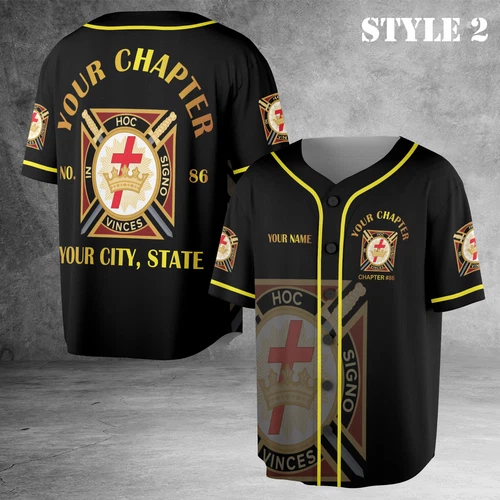 Personalized Name Masonic Knights Templar Freemasonry Baseball Jersey
