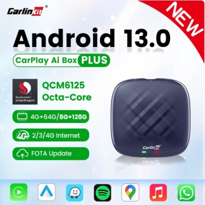 CarlinKit CarPlay Ai TV Box Android 13 QCM6125 Wireless CarPlay Android Auto 4G