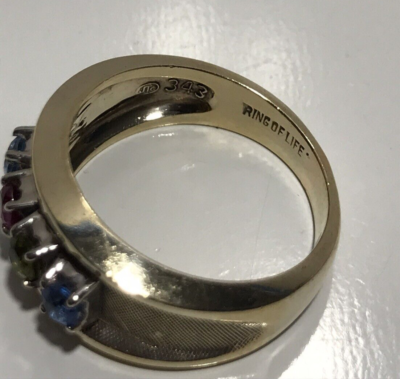 VTG DESIGNER SIGNED RING OF LIFE JTC 10K YELLOW GOLD MULTI
