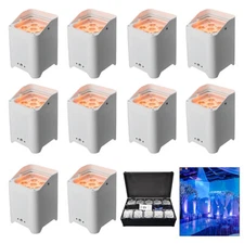 10PCS RGBAW UV 6 x 18W LED Uplight Par LIght Battery Powered Charge Flight Case