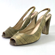 Vintage PRADA Snake Skin Leather Open Toe Sling Back Heel Sandals 36.5 6 Y2K 90s