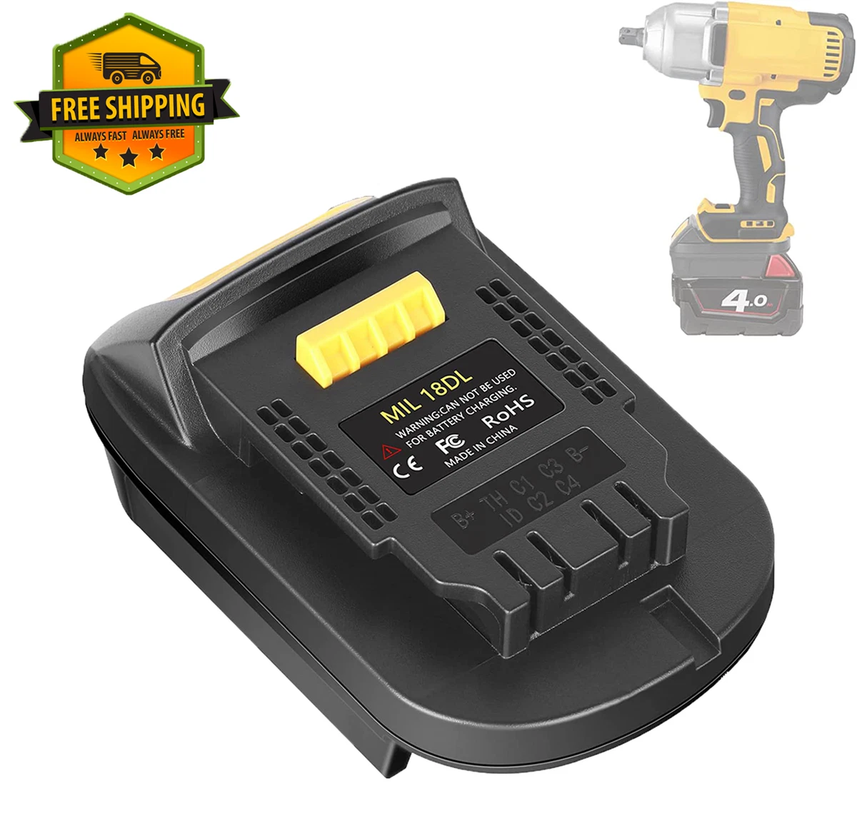 Adapter for 20V Dewalt Battery Adapter Convert for 18V Milwaukee M18 Tool  Use Battery