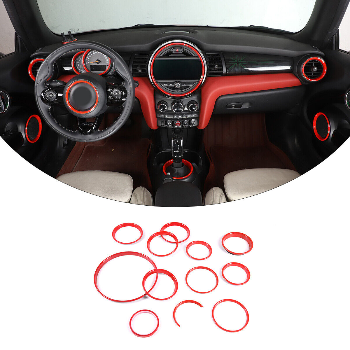 Red Interior Dashboard Ring Cover Trim Accessory For BMW MINI Cooper F55  F56 F57