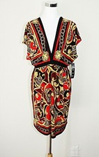 NWT SNAP Party Dress Sz. L Multicolor Scarves SS Dropped Shoulder BOHO Casual 03