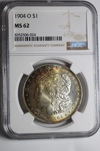 1904 O Toned Obverse Morgan Silver Dollar MS62 NGC #024