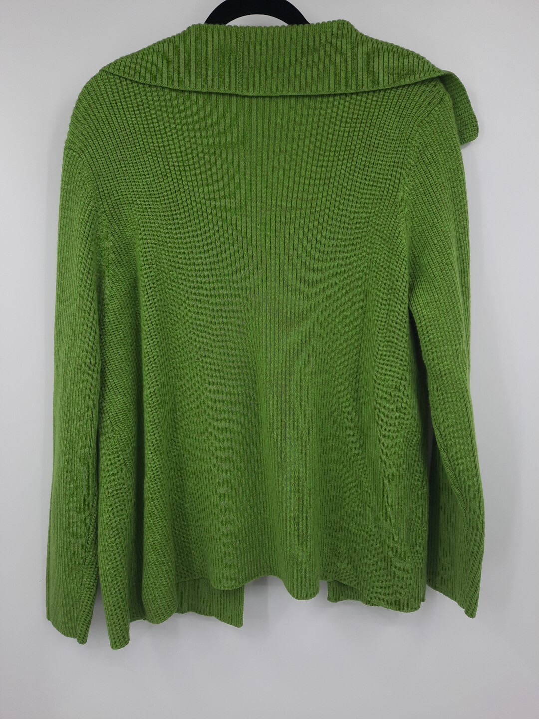 Eileen Fisher Woman 2X Green Sailor Collar Sweater Cardigan Merino Wool