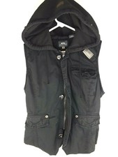 G-star Raw Vest Womens Medium Zip Up Sleeveless Black Hooded Urban Utility