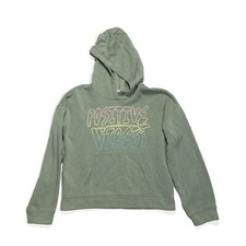 Old Navy Girls Size XL 14-16 Green Fleece Positive Vibes Pullover Hoodie