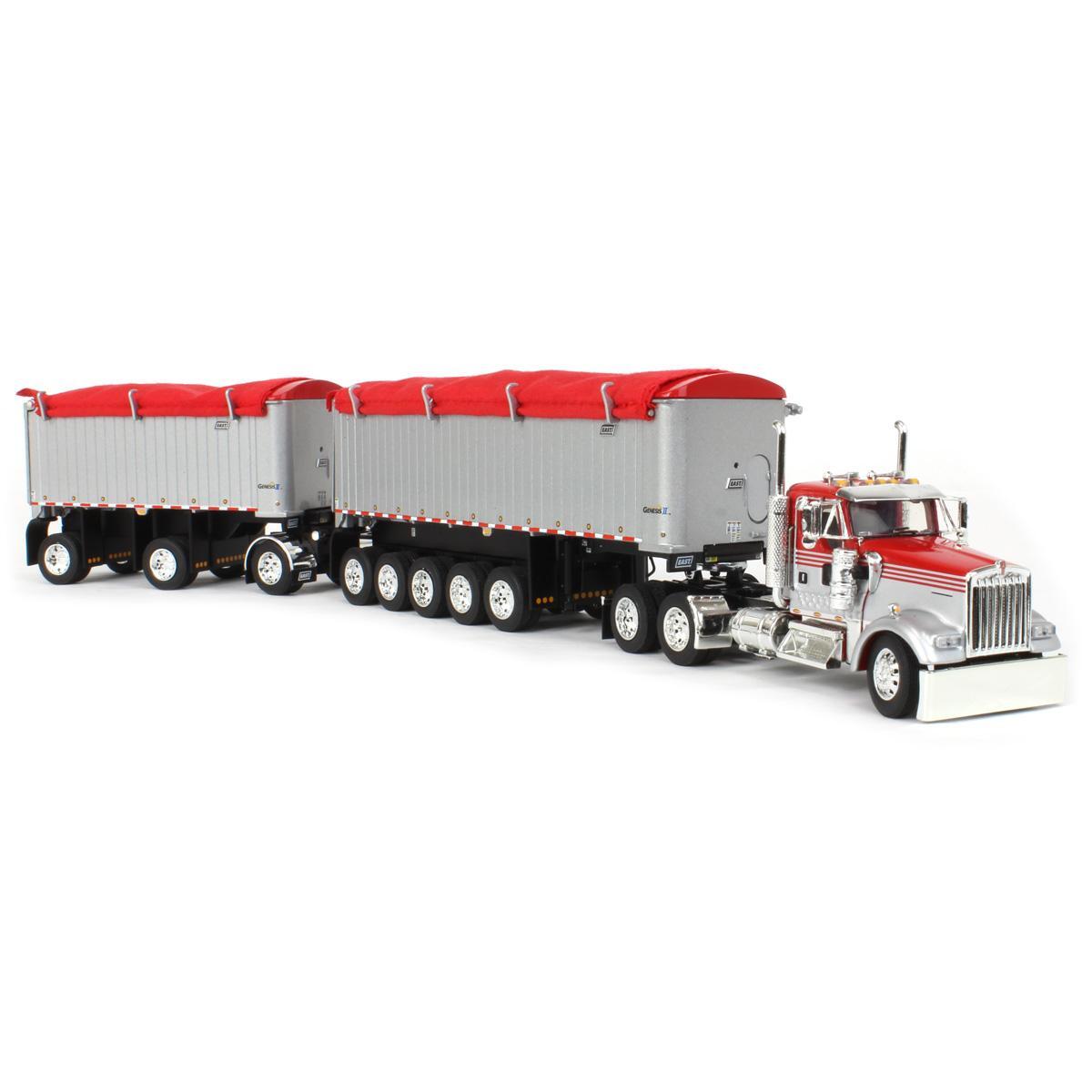 1/64 Viper Red Silver Kenworth W900L w/ 31ft & 20ft End Dump