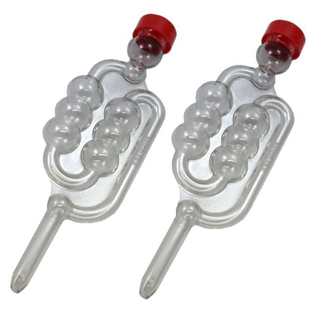 2 x Bubbler Fermentation Airlocks 6 Chamber + Cap - Demijohn Bucket Wine Beer