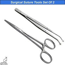 Hemostat Forceps Corn Suturing Tweezers Small Animal Surgical Halsted Tools Set