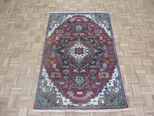4 x 6 Hand Knotted Rust Red Antiqued Heriz Fine Oriental Rug G7036