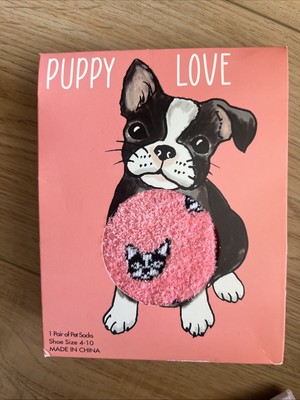 Puppy Love Socks Size 4-10 (women) made by Modern Expressions Pink - Soft!