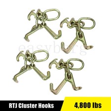 4 Pack Rtj Cluster Hook Heavy Duty Wrecker Hauler Tow Towing Truck Chain Pair