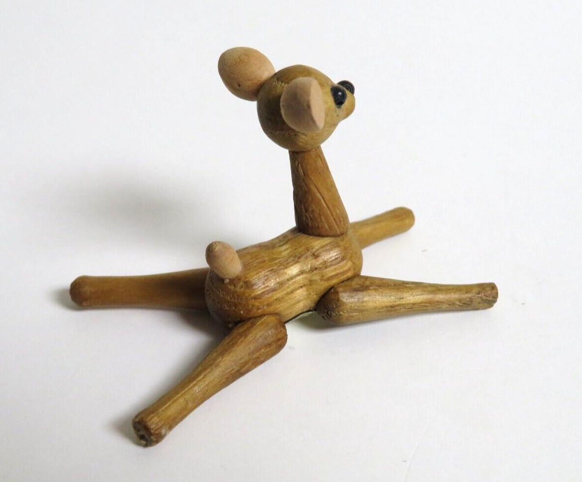 Vintage Zoo Line Match Box Wooden Articulated Deer Figure Wood Animal Japan