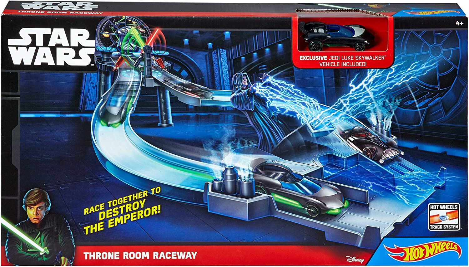 Circuit Hot Wheels Star Wars Throne Room avec piste de course noire et grise