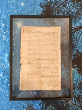 1725 6th Earl Of Dundonald - English Handwritten Manuscript Rare Antique Framed