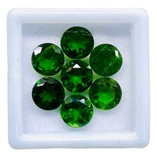 7 Pcs Natural Chrome Diopside 7mm Round Cut Vivid Green Loose Gemstones Lot
